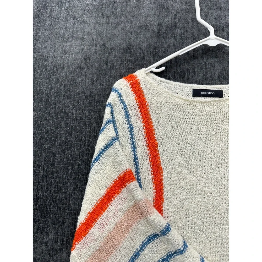 Dokotoo Sweater Womens‎ Medium White Colorblock Striped Comfy Cable Knit Winter